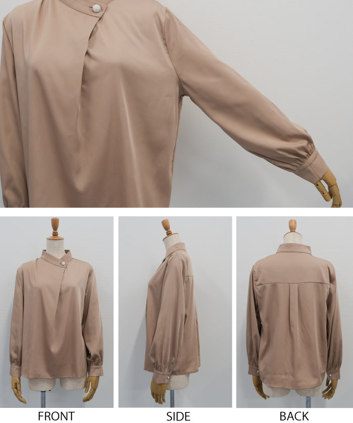 アクアガレージ aquagarage パールボタンブラウス トップス （ベージュ） ベージュ