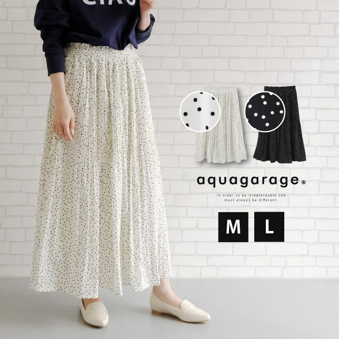 アクアガレージ aquagarage ドット柄消しプリーツスカート （ドット:オフ） ドット