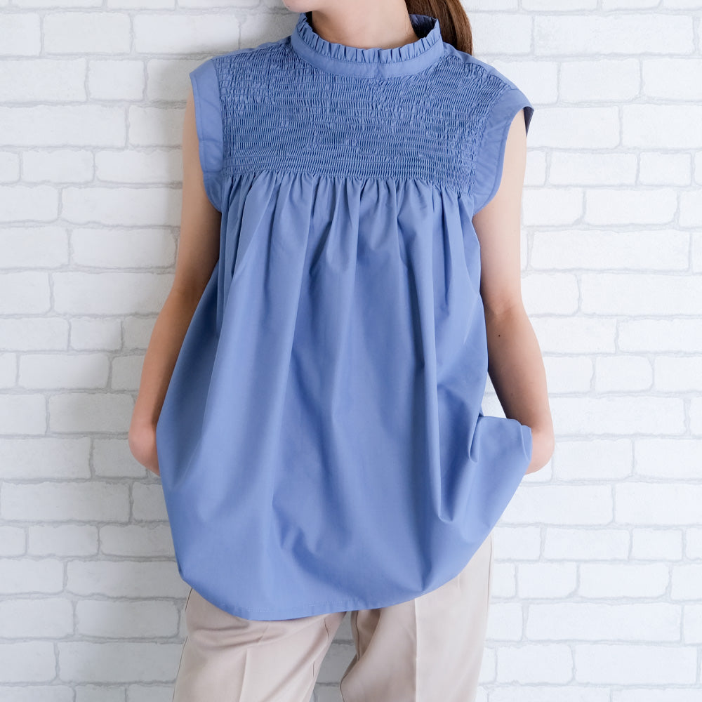 Aqua Garage aquagarage Decollete shirred sleeveless blouse Spring Summer Autumn