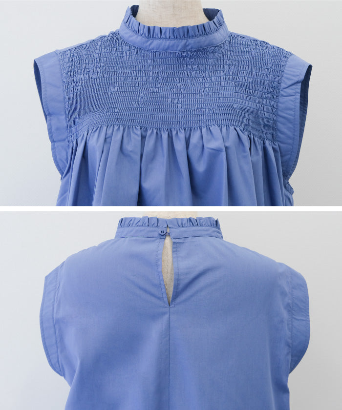 Aqua Garage aquagarage Decollete shirred sleeveless blouse Spring Summer Autumn