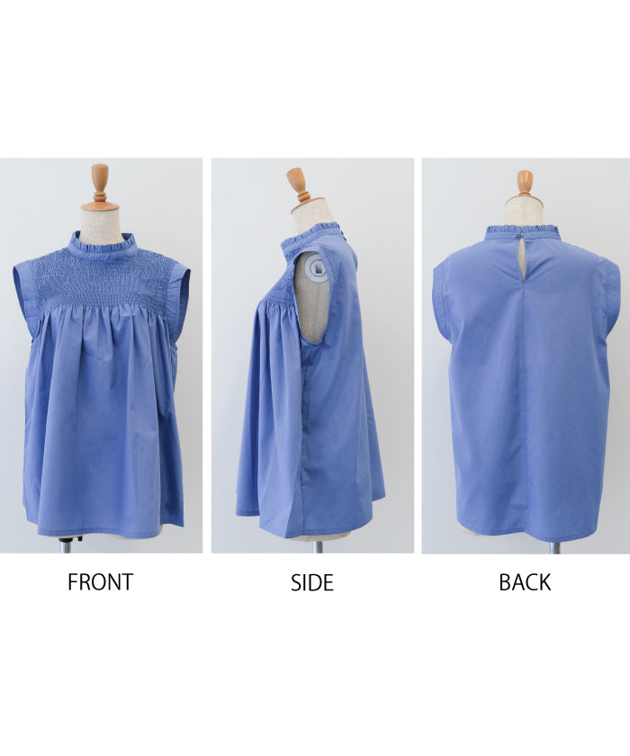 Aqua Garage aquagarage Decollete shirred sleeveless blouse Spring Summer Autumn