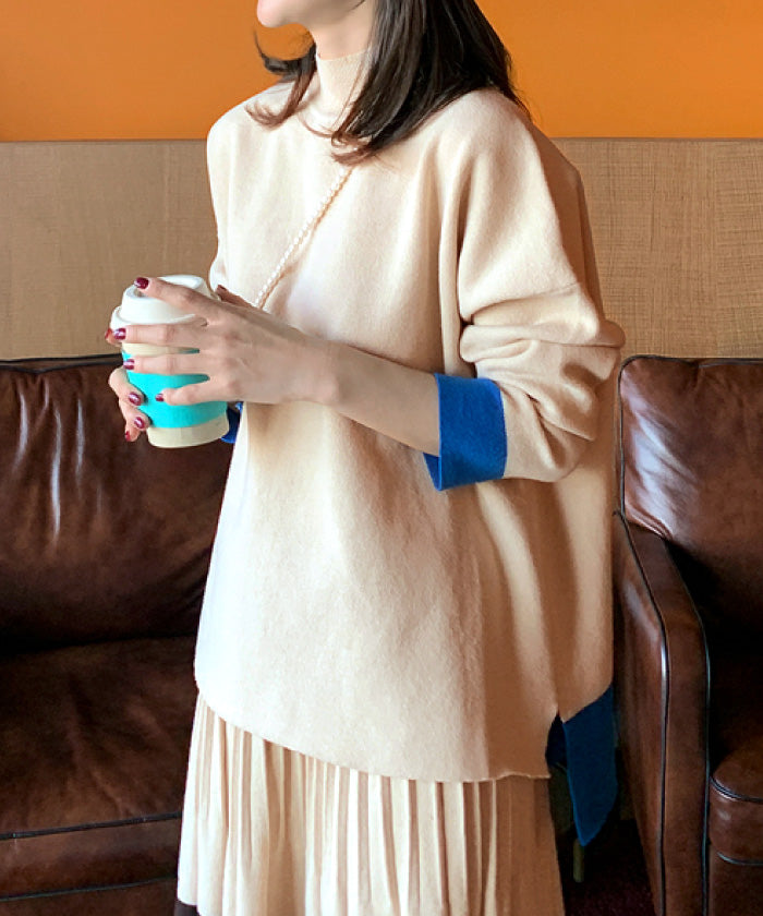 アクアガレージ aquagarage 配色ニットセットアップ 春 秋 冬 長袖 （ベージュ） ベージュ