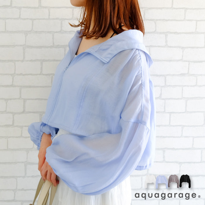 アクアガレージ aquagarage シアーギャザーショート丈ブルゾン 春 夏 秋