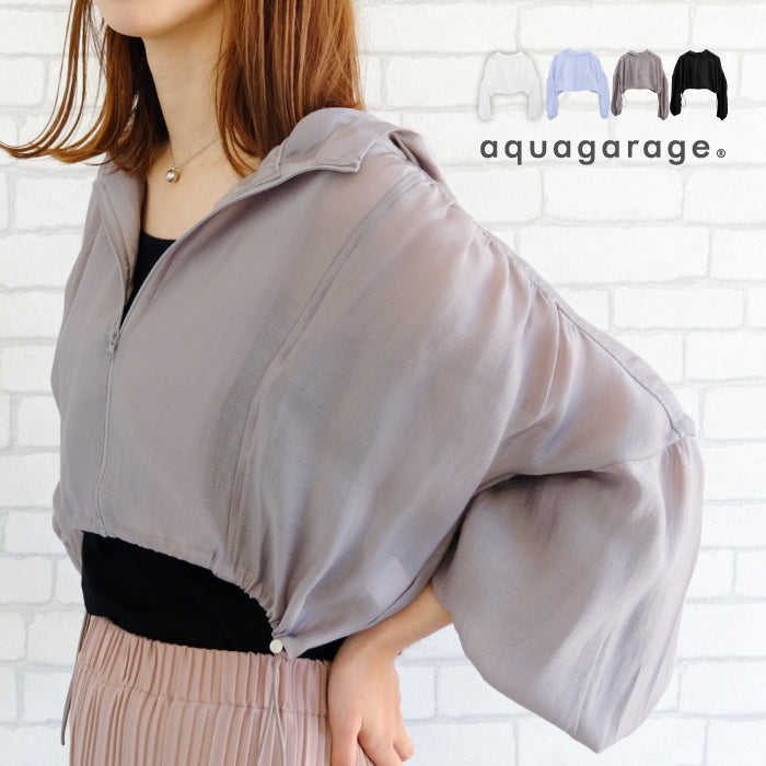 アクアガレージ aquagarage シアーギャザーショート丈ブルゾン 春 夏 秋