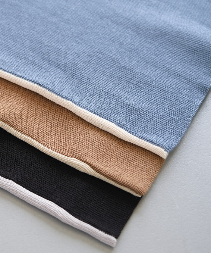 Aqua Garage aquagarage Color-blocked Bottle Neck French Sleeve Knit Spring Summer Autumn