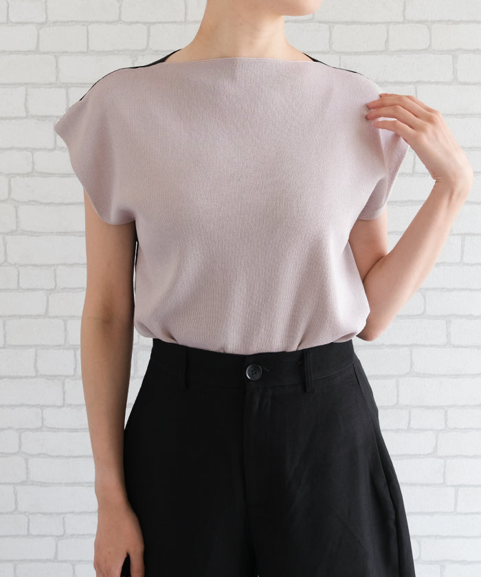 Aqua Garage aquagarage Color-blocked Bottle Neck French Sleeve Knit Spring Summer Autumn
