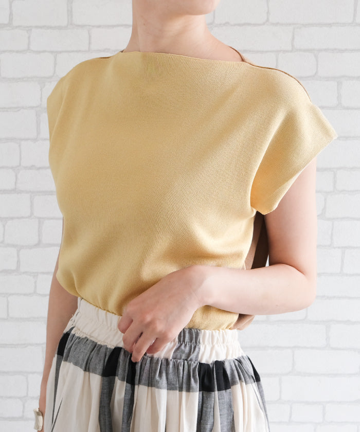Aqua Garage aquagarage Color-blocked Bottle Neck French Sleeve Knit Spring Summer Autumn