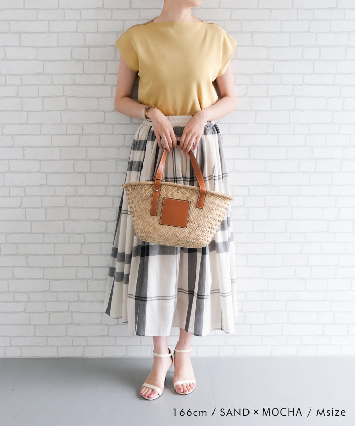 Aqua Garage aquagarage Color-blocked Bottle Neck French Sleeve Knit Spring Summer Autumn