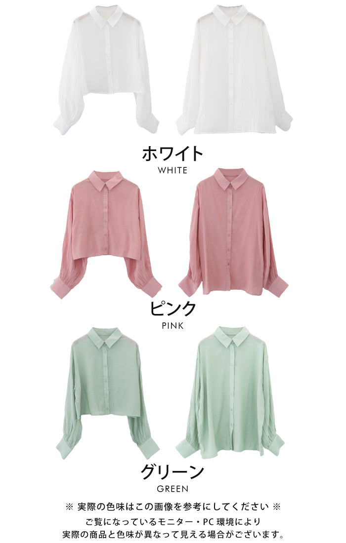Aqua Garage aquagarage Sheer Shirt with Selectable Length Spring Summer Autumn