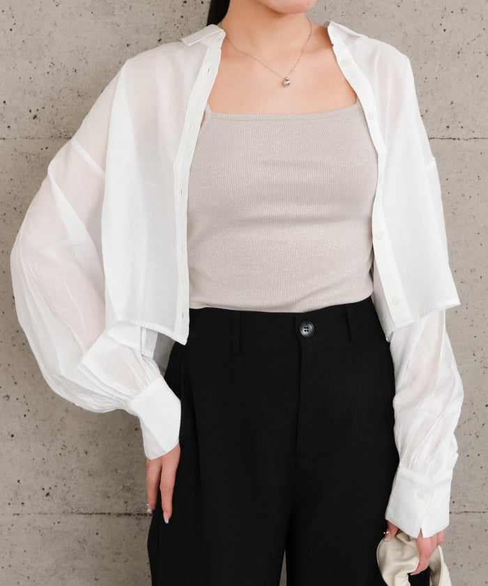 Aqua Garage aquagarage Sheer Shirt with Selectable Length Spring Summer Autumn