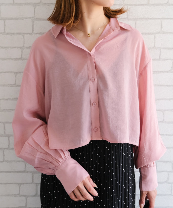 Aqua Garage aquagarage Sheer Shirt with Selectable Length Spring Summer Autumn