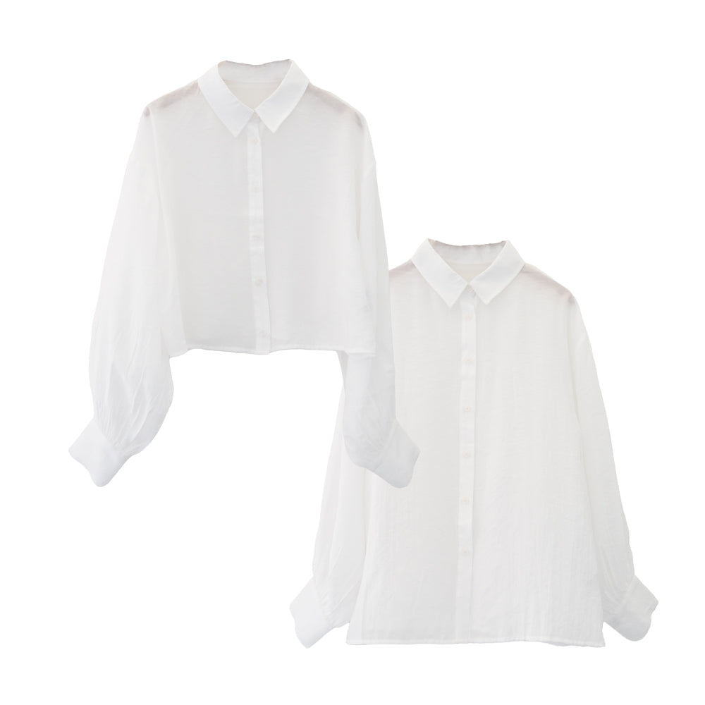 Aqua Garage aquagarage Sheer Shirt with Selectable Length Spring Summer Autumn