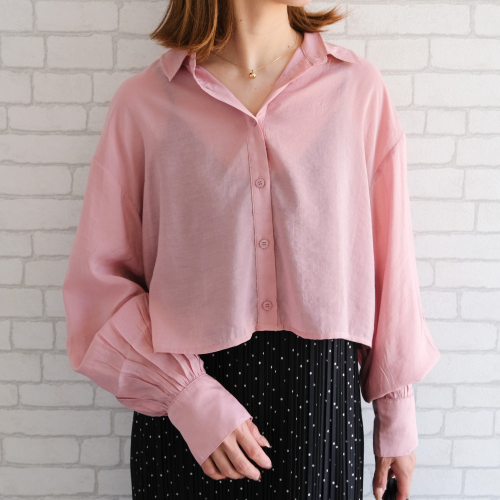 Aqua Garage aquagarage Sheer Shirt with Selectable Length Spring Summer Autumn