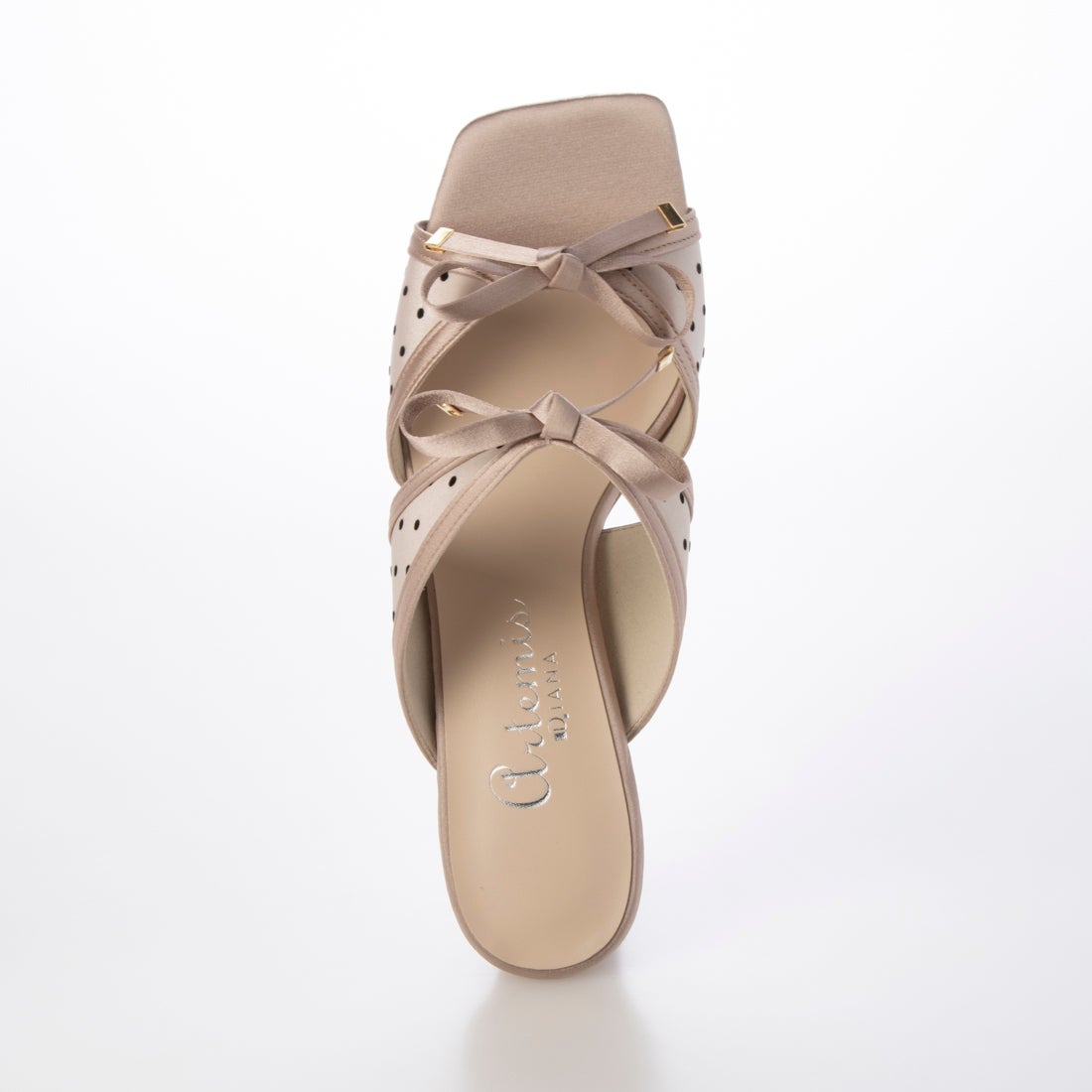 artemis by DIANA polka dot double ribbon mule sandals