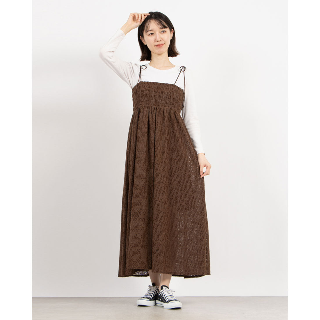 archives archives 羽毛JQ皺褶吊帶連身裙