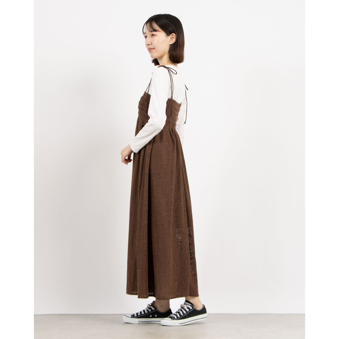 archives archives 羽毛JQ皺褶吊帶連身裙