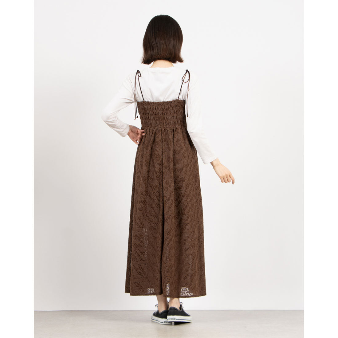 archives archives 羽毛JQ皺褶吊帶連身裙