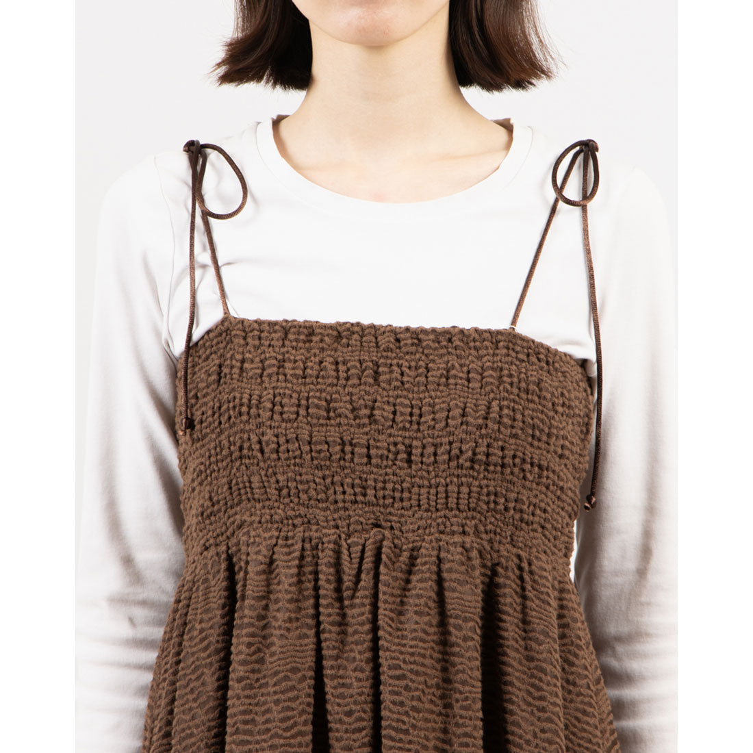 archives archives 羽毛JQ皺褶吊帶連身裙