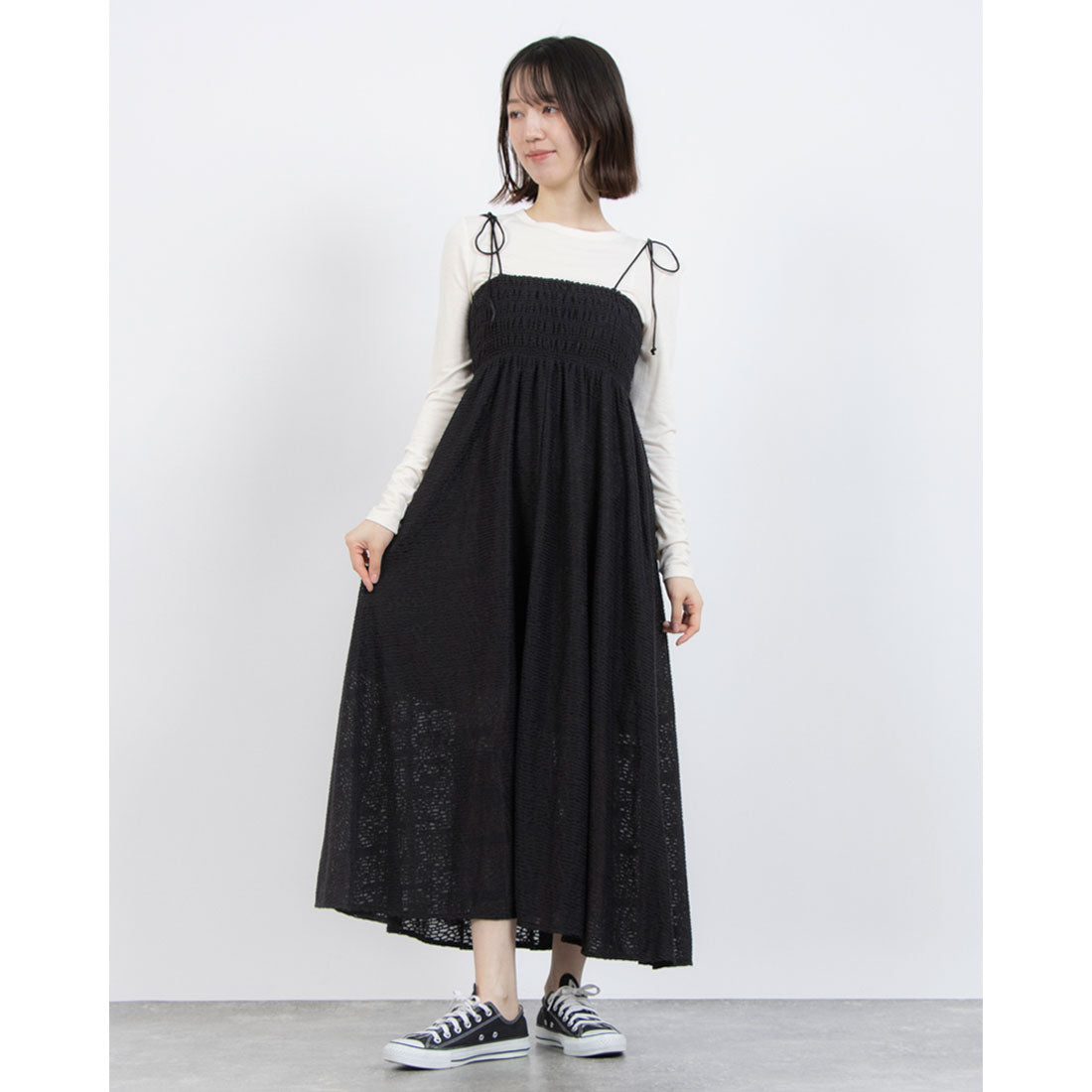 archives archives 羽毛JQ皺褶吊帶連身裙