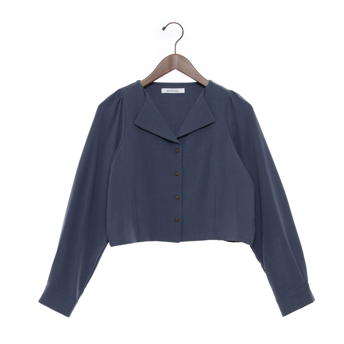 アルシーヴ archives ラペルカラー長袖ミニブラウス （BLU） BLU
