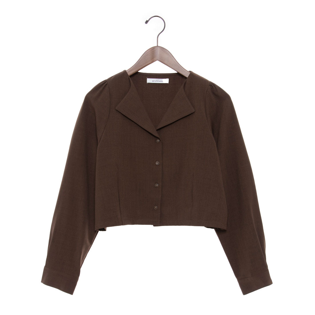 アルシーヴ archives ラペルカラー長袖ミニブラウス （BRN） BRN