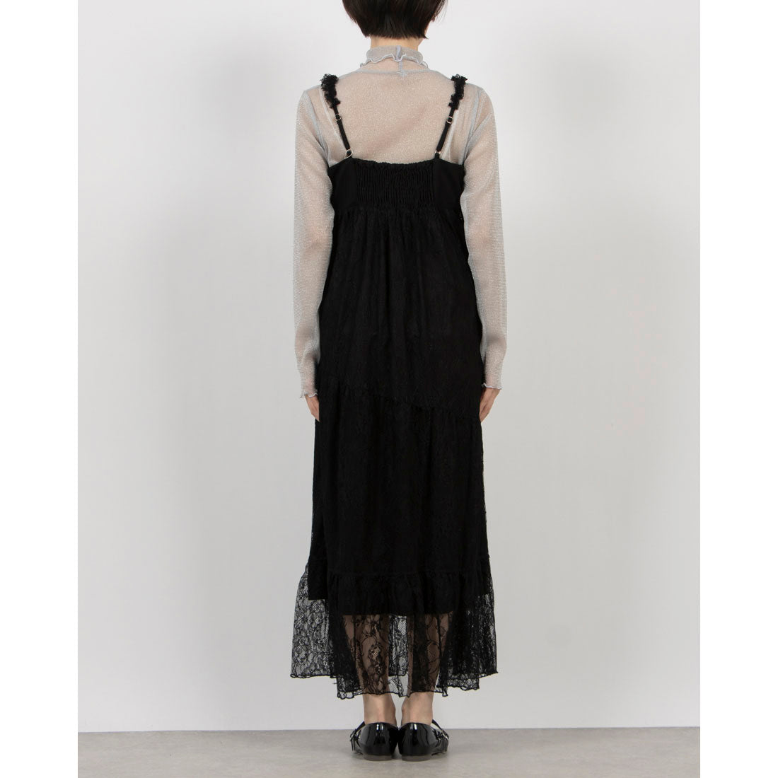 archives archives 肩蕾絲荷葉邊拼接連衣裙