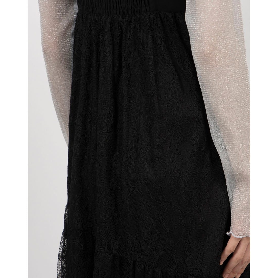 archives archives 肩蕾絲荷葉邊拼接連衣裙