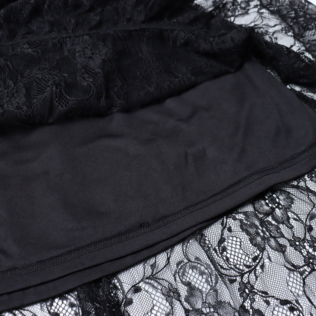 archives archives 肩蕾絲荷葉邊拼接連衣裙