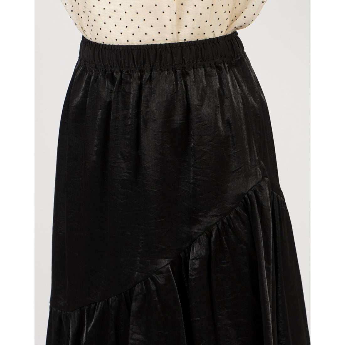 archives archives 光澤不對稱荷葉邊層裙/