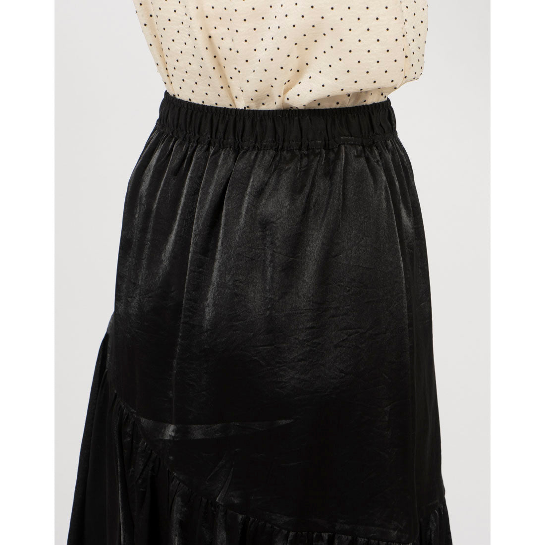 archives archives 光澤不對稱荷葉邊層裙/