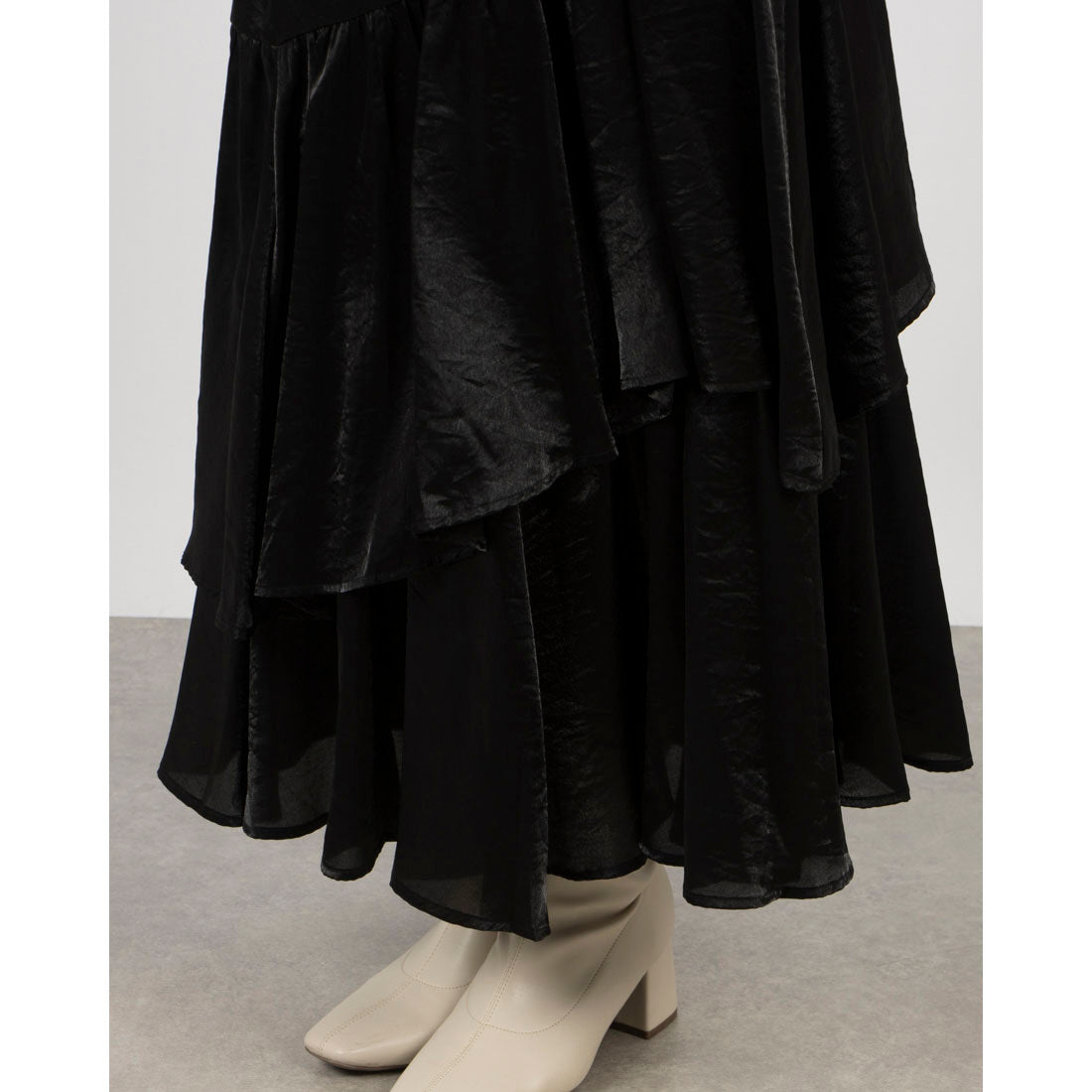 archives archives 光澤不對稱荷葉邊層裙/