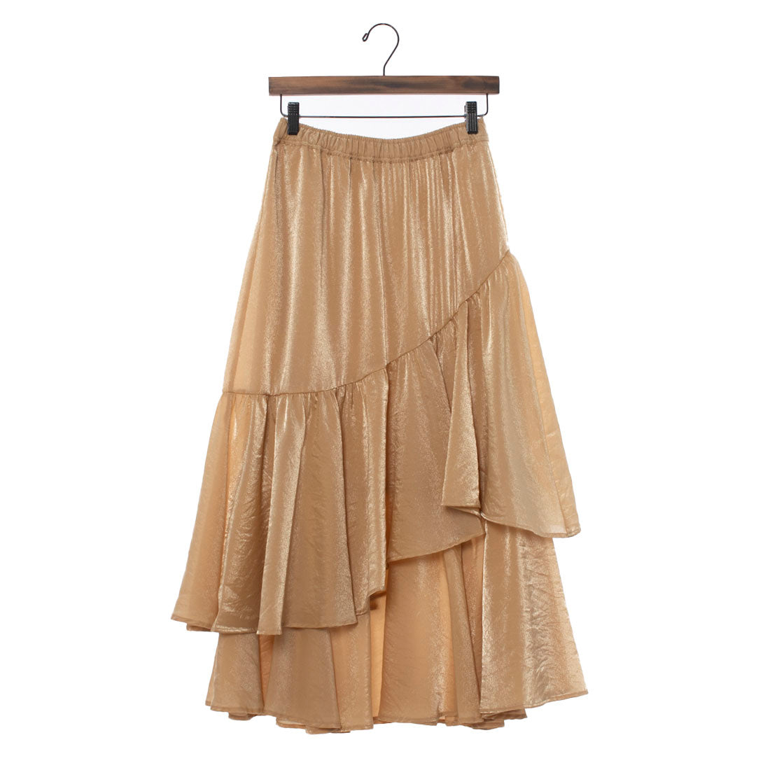 archives archives 光澤不對稱荷葉邊層裙/