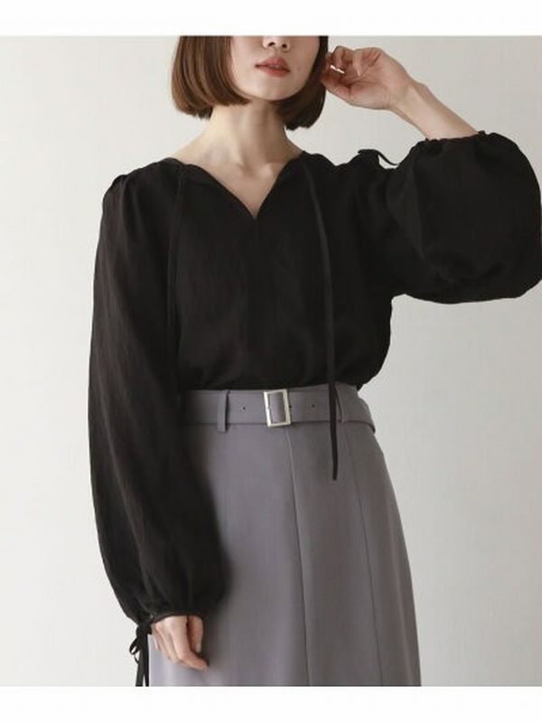 アルシーヴ archives 2wayパイピング楊柳ブラウス （BLK） BLK