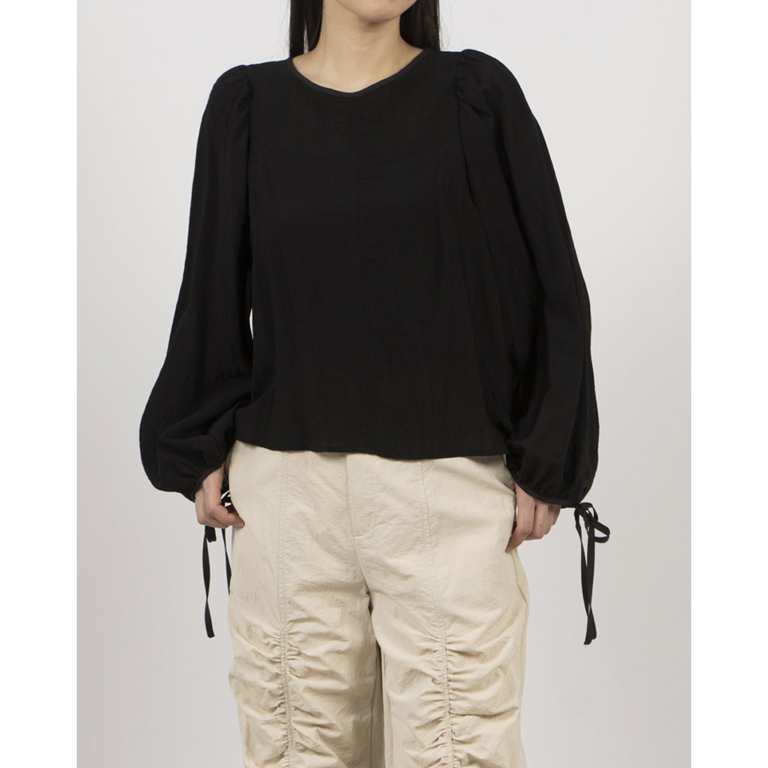 アルシーヴ archives 2wayパイピング楊柳ブラウス （BLK） BLK