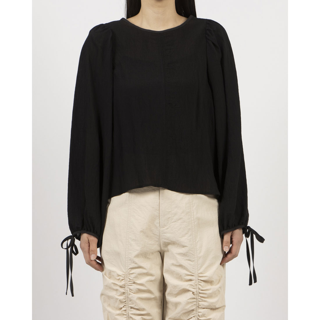 アルシーヴ archives 2wayパイピング楊柳ブラウス （BLK） BLK
