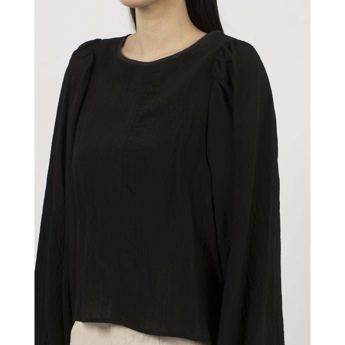 アルシーヴ archives 2wayパイピング楊柳ブラウス （BLK） BLK
