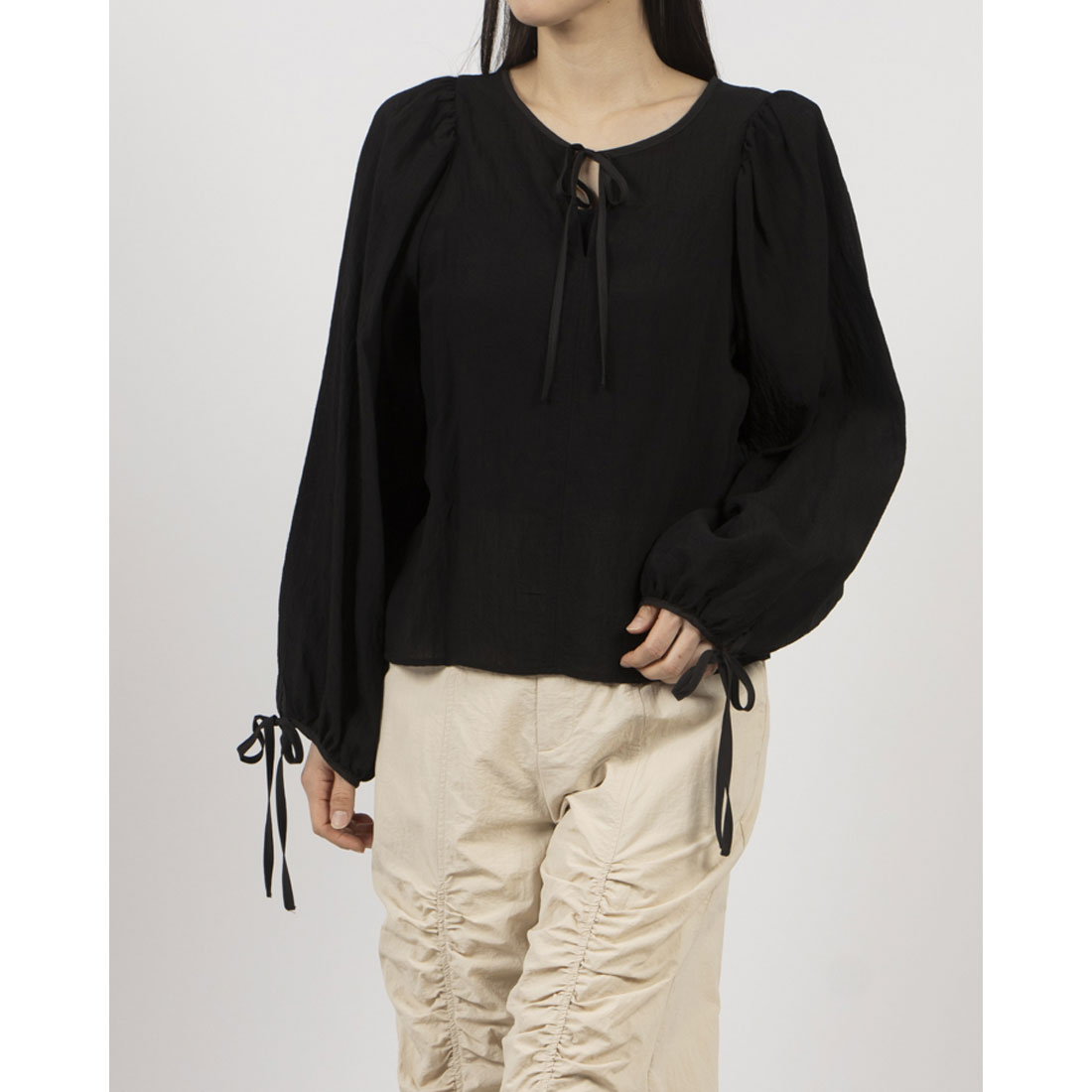 アルシーヴ archives 2wayパイピング楊柳ブラウス （BLK） BLK