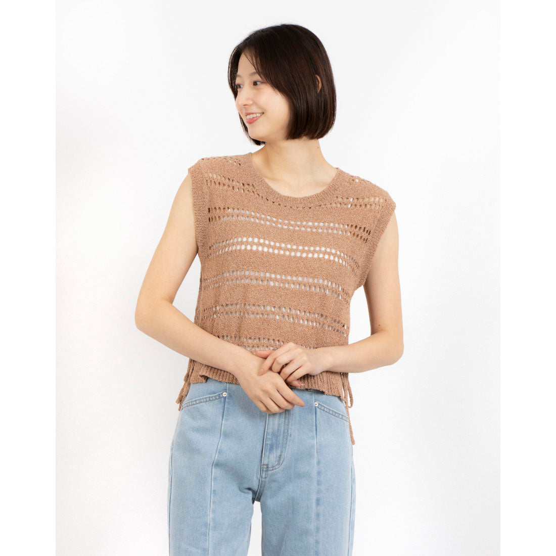 アルシーヴ archives サイドリボンメランジニットベスト （BLK） BLK