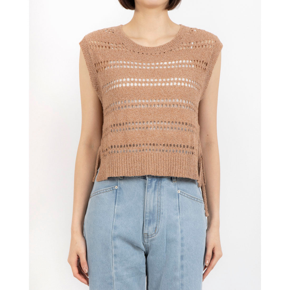 アルシーヴ archives サイドリボンメランジニットベスト （BLK） BLK