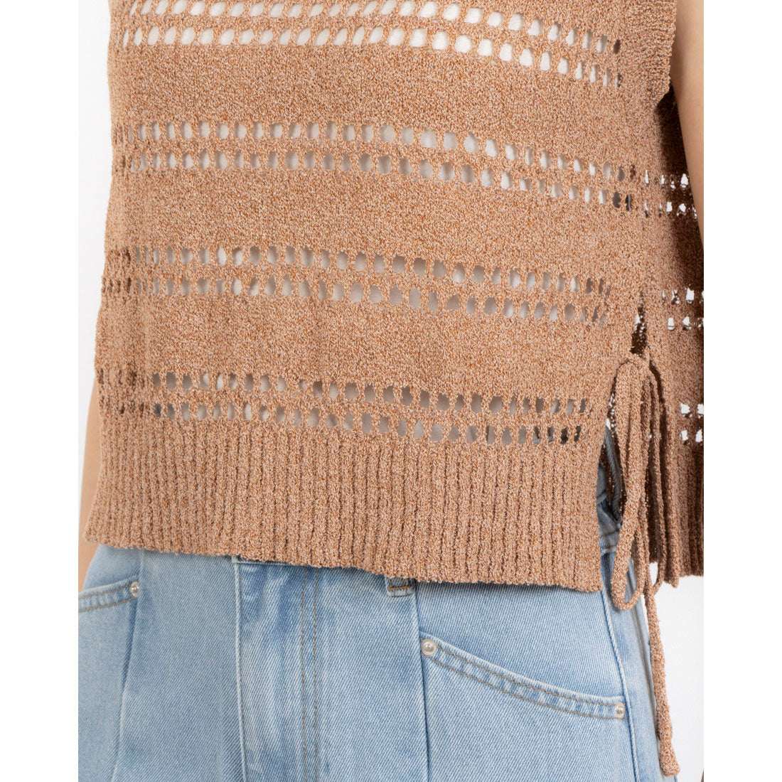 アルシーヴ archives サイドリボンメランジニットベスト （BLK） BLK