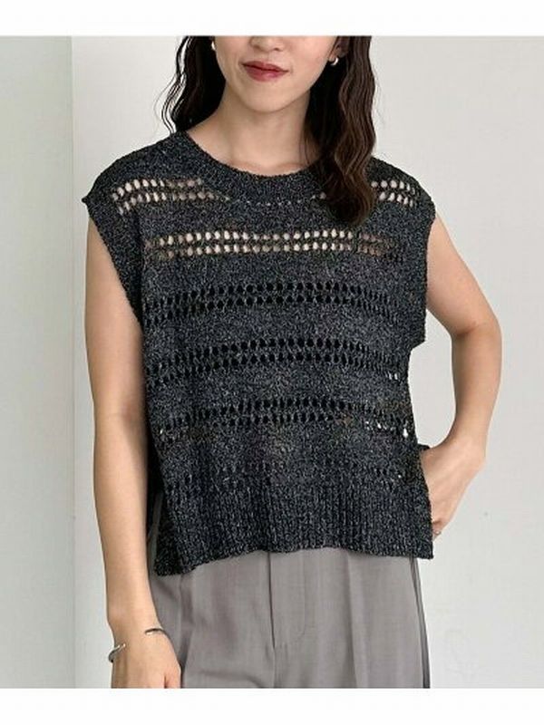 アルシーヴ archives サイドリボンメランジニットベスト （BLK） BLK