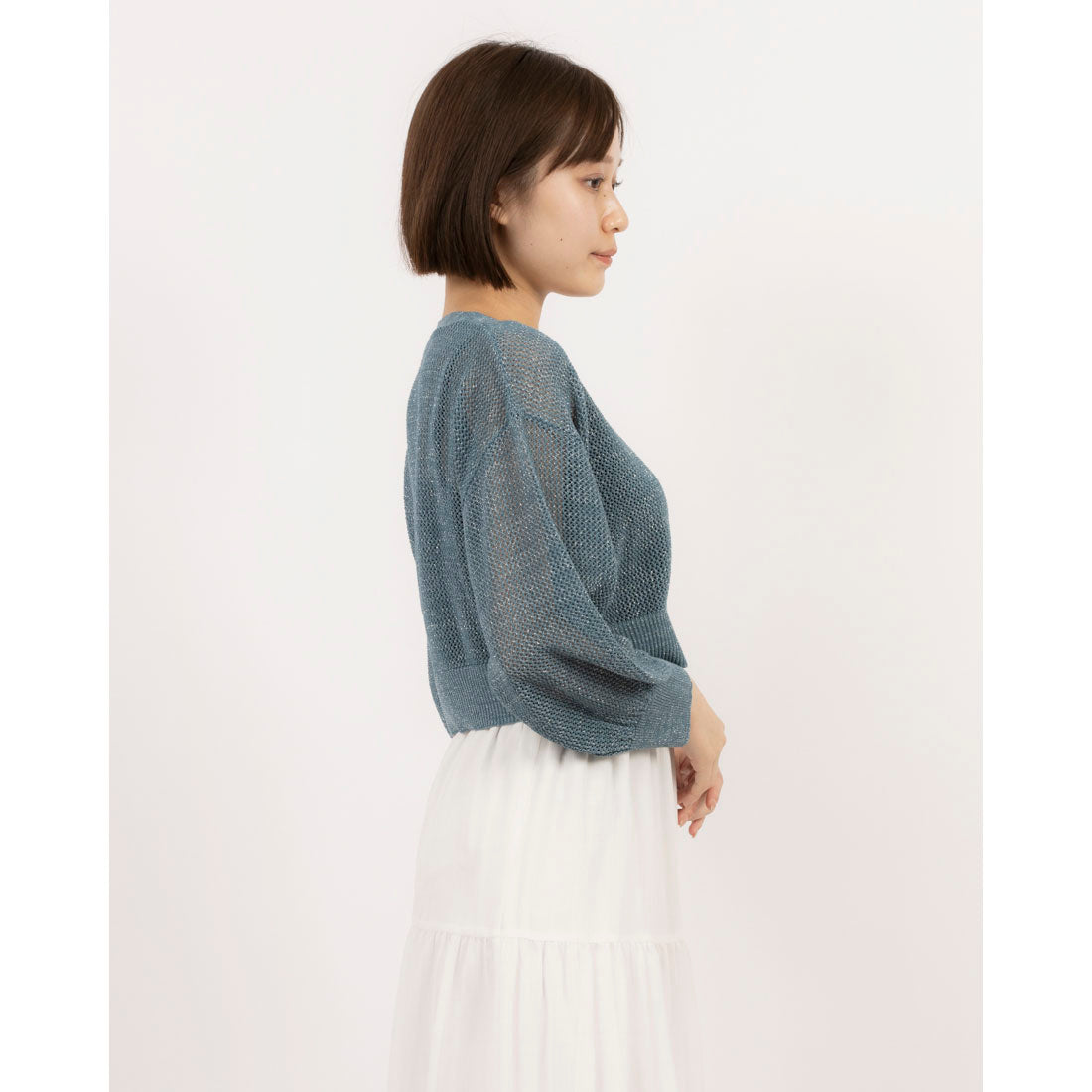 archives archives front zip glitter mesh knit cardigan