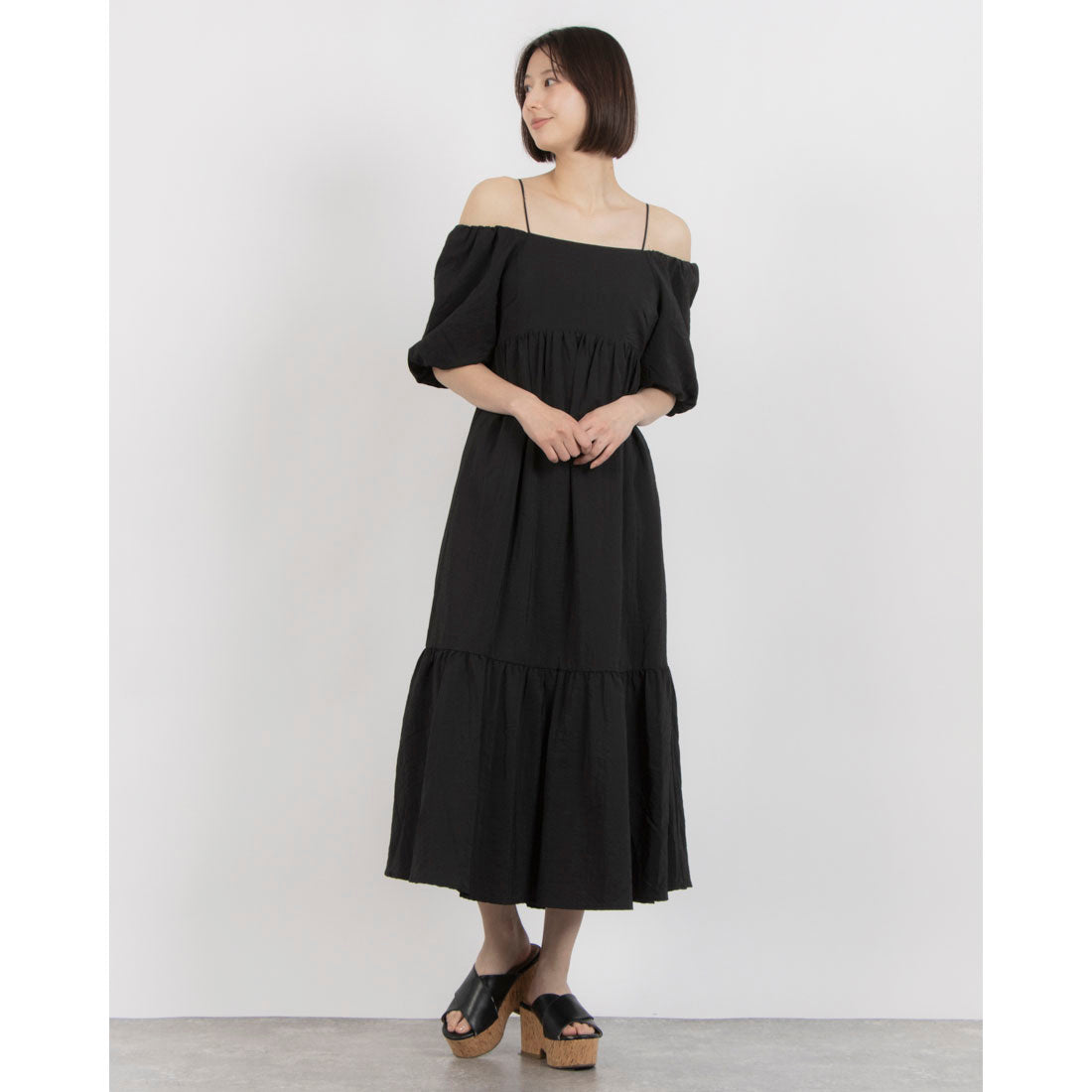 アルシーヴ archives 2wayオフショルボリュームワンピース （BLK） BLK