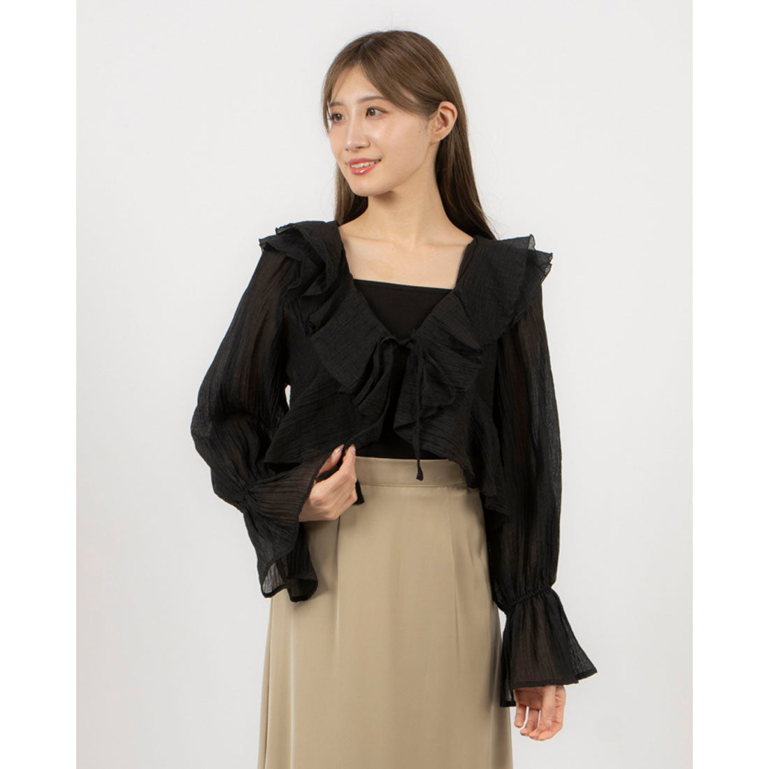 アルシーヴ archives ラッフルフリルリボンブラウス （BLK） BLK