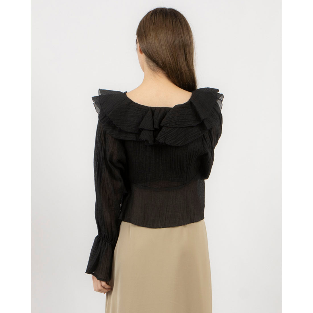 アルシーヴ archives ラッフルフリルリボンブラウス （BLK） BLK