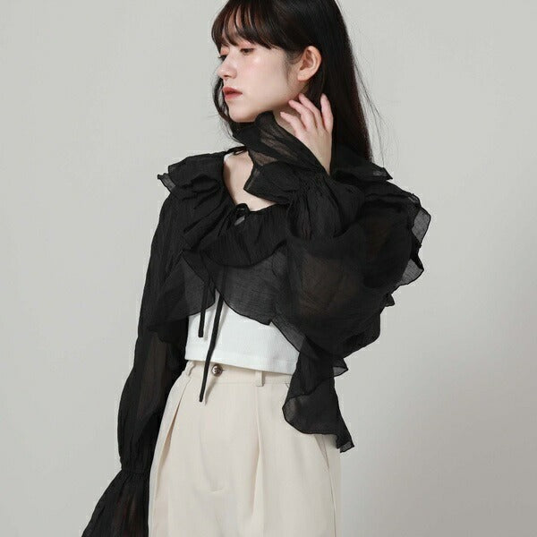 アルシーヴ archives ラッフルフリルリボンブラウス （BLK） BLK