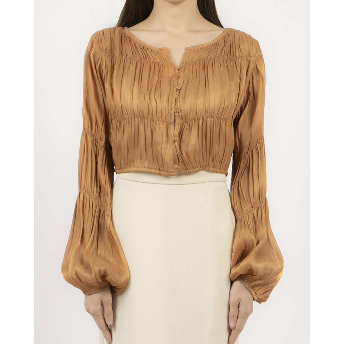 アルシーヴ archives シャイニーシアーギャザーブラウス （ORN） ORN