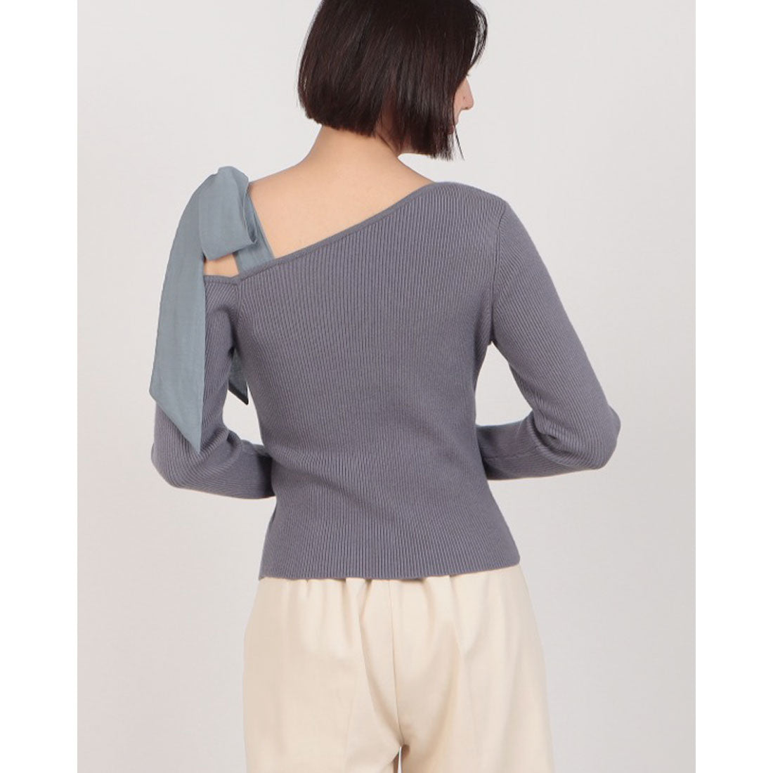 アルシーヴ archives シアーリボンワンショルリブニット （BLGY） BLGY