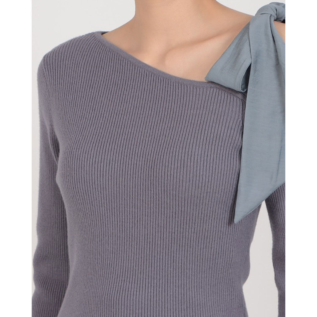 アルシーヴ archives シアーリボンワンショルリブニット （BLGY） BLGY