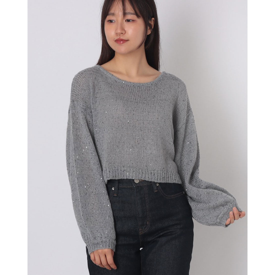 アルシーヴ archives バックレースアップスパンコール透かしニット （BLK） BLK
